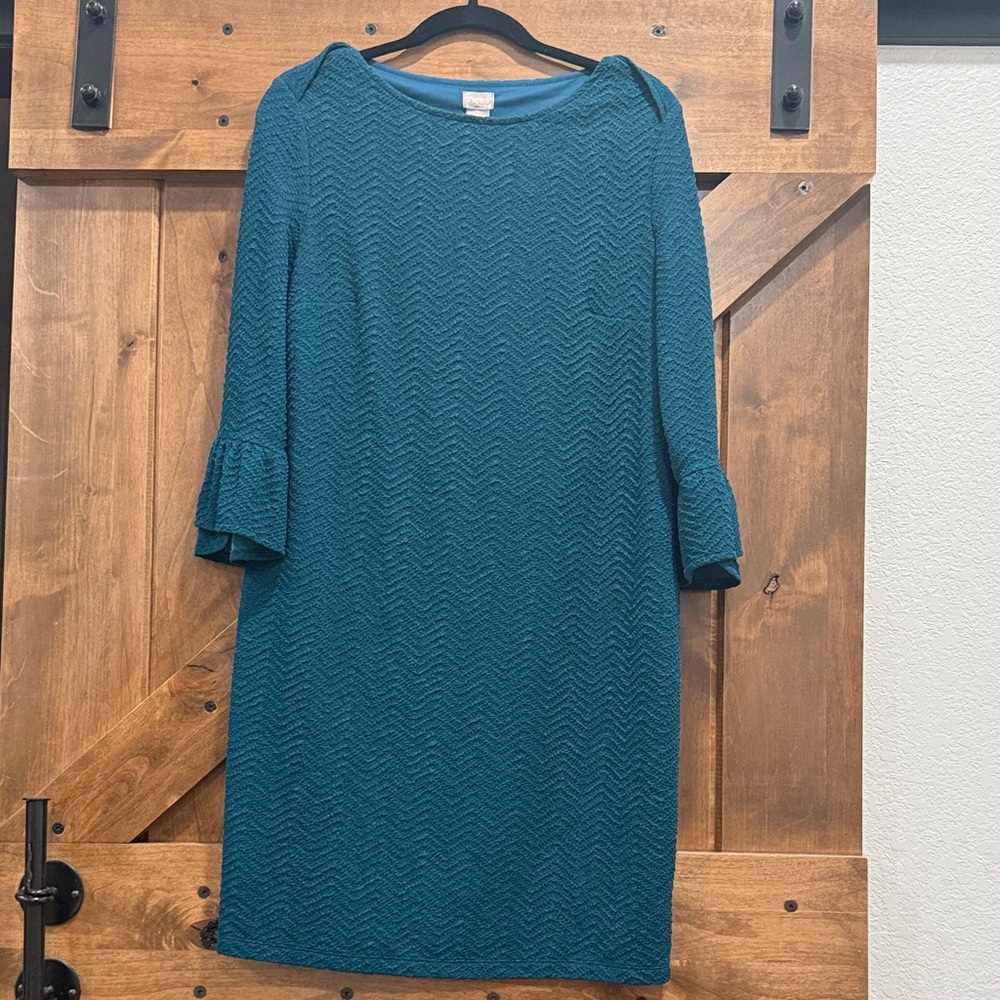 Chico’s Teal Chevron Pattern Dress Size 1 (8/10) (Medium)